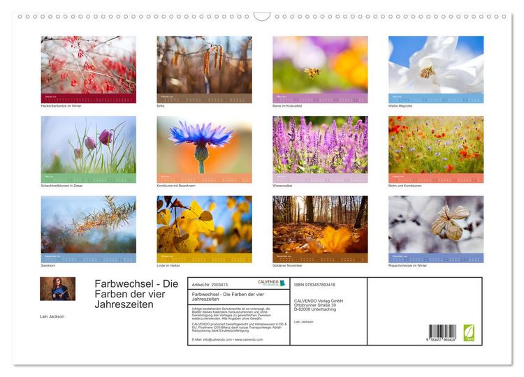 Produktbild: Farbwechsel - Die Farben der vier Jahreszeiten (Wandkalender 2026 DIN A2 quer), CALVENDO Monatskalender