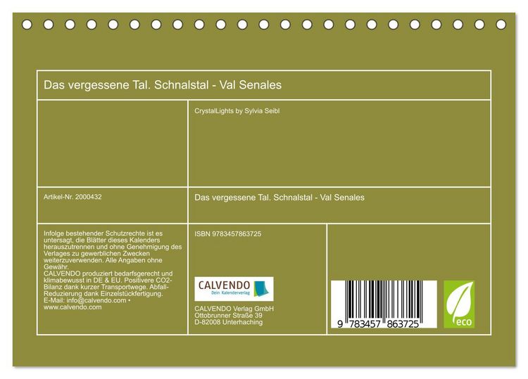 Produktbild: Das vergessene Tal. Schnalstal - Val Senales (Tischkalender 2026 DIN A5 quer), CALVENDO Monatskalender