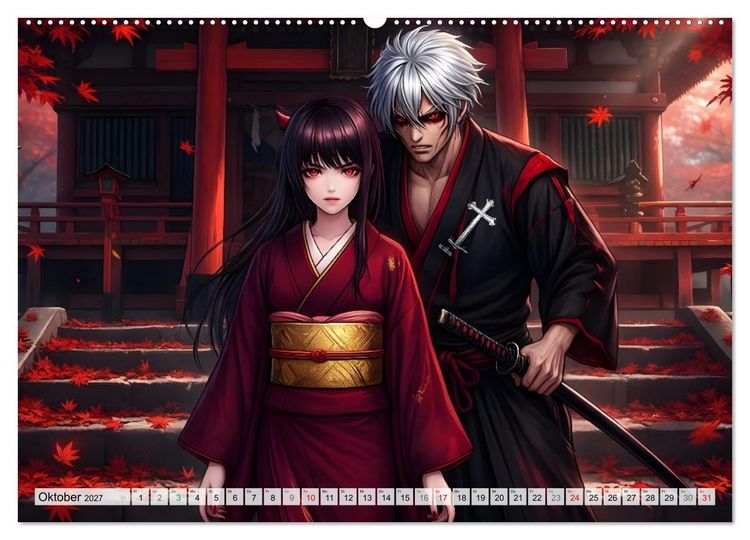 Produktbild: Meiji Mondkalender (hochwertiger Premium Wandkalender 2027 DIN A2 quer), Kunstdruck in Hochglanz