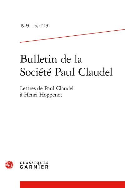 Produktbild: Bulletin de la Societe Paul Claudel; Lettres de Paul Claudel a Henri