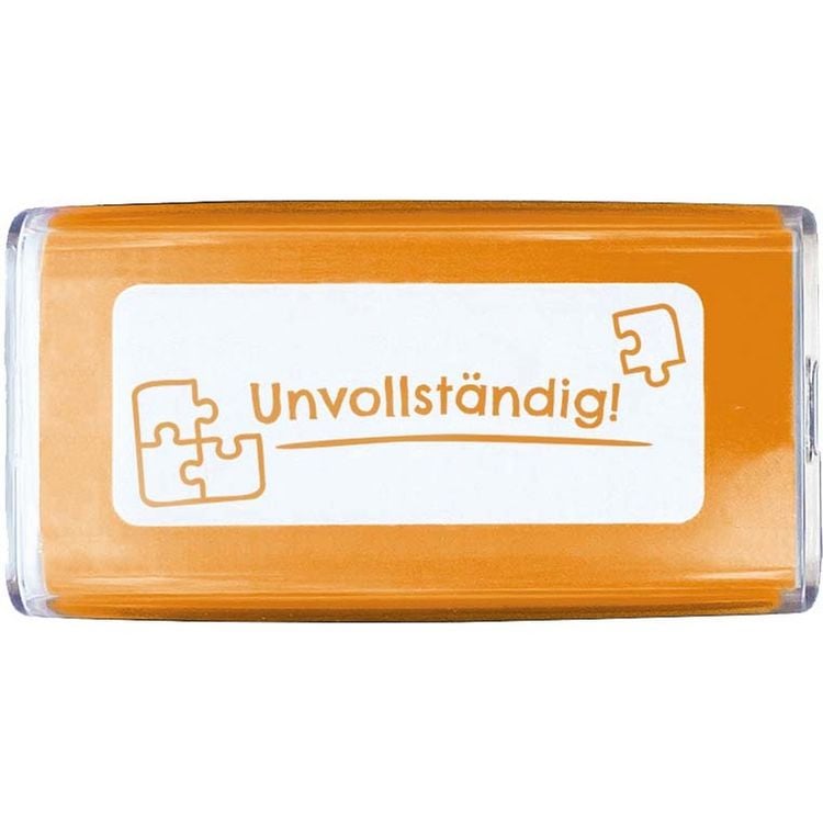 Produktbild: COLOP NIO School Motivations-Stempel, unvollst&auml;ndig, Abdruckfarbe shiny orange, 38 x 14mm