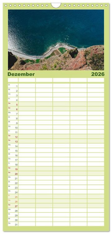 Produktbild: Familienplaner 2026 - Madeira - Paradies im Atlantik mit 5 Spalten (Wandkalender, 21 x 45 cm) CALVENDO