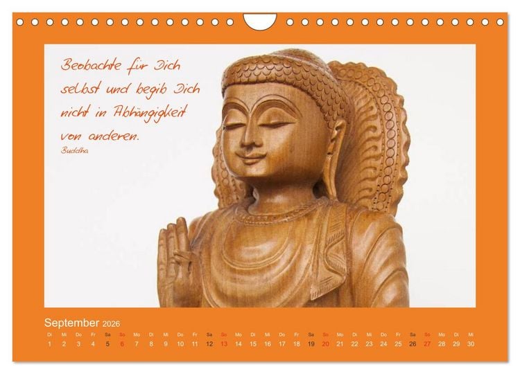 Produktbild: Buddha & Zitate (Wandkalender 2026 DIN A4 quer), CALVENDO Monatskalender