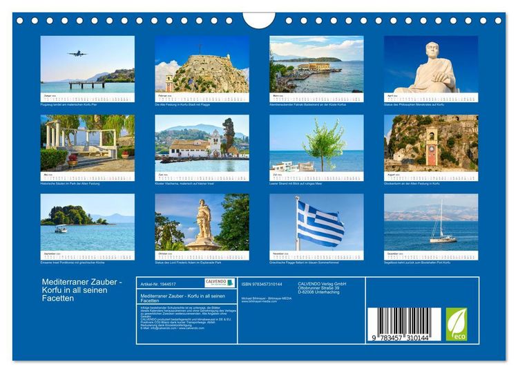 Produktbild: Mediterraner Zauber - Korfu in all seinen Facetten (Wandkalender 2026 DIN A4 quer), CALVENDO Monatskalender