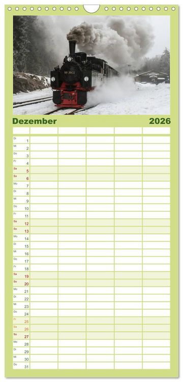 Produktbild: Familienplaner 2026 - Dampferlebnis im Harz mit 5 Spalten (Wandkalender, 21 x 45 cm) CALVENDO