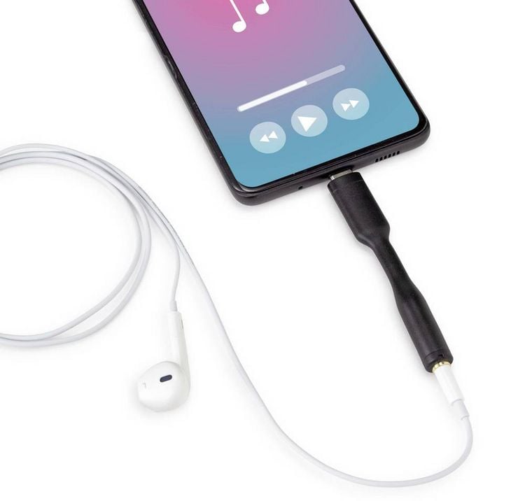 Produktbild: Renkforce Audio Adapterkabel [1x USB-C&reg; Stecker - 1x 3.5 mm Goldkontaktbuchse] 8.00 cm Flexibel