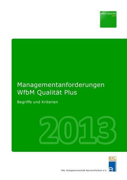 Produktbild: Managementanforderungen WfbM Qualit&auml;t Plus 2013