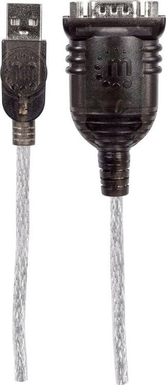 Produktbild: Manhattan USB 1.1, Seriell Anschlusskabel [1x USB 1.1 Stecker A - 1x D-SUB-Stecker 9pol.] 0.45 m Silber-Schwarz
