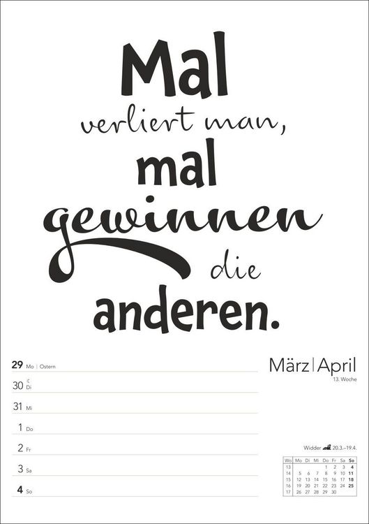 Produktbild: Typo-Spr&uuml;che-Kalender s/w Wochenplaner 2027 - mit 53 witzigen Spr&uuml;chen