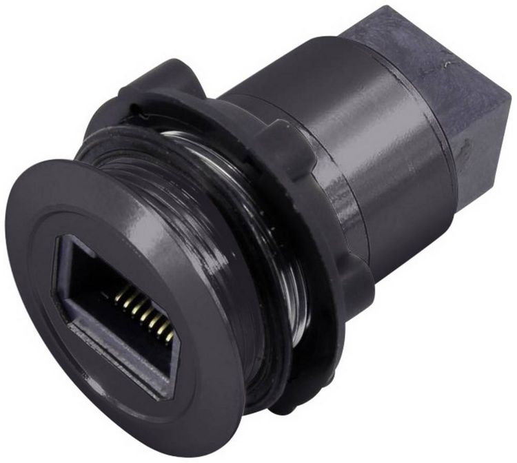 Produktbild: TRU Components RJ45-02-BK RJ-Einbaubuchse RJ45 CAT5 8/8 1417397 Buchse, Einbau Schwarz 1St.