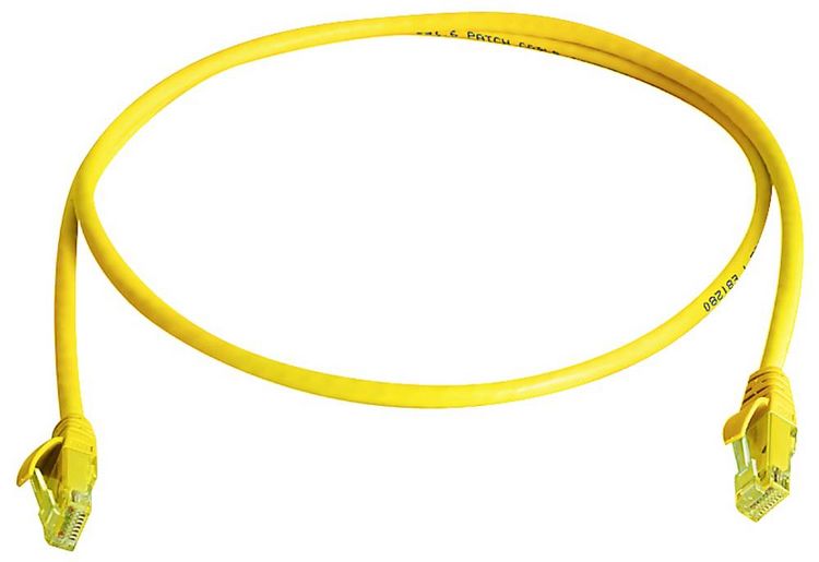 Produktbild: Teleg&auml;rtner 100008055 RJ45 Patchkabel CAT 6 0.5 m Gelb Flammwidrig, mit Knickschutzt&uuml;lle 1 St.