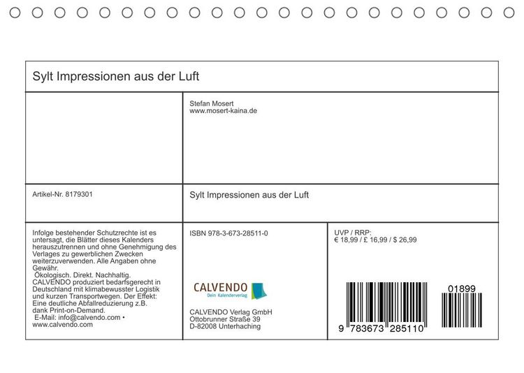 Produktbild: Sylt Impressionen aus der Luft (Tischkalender 2022 DIN A5 quer)