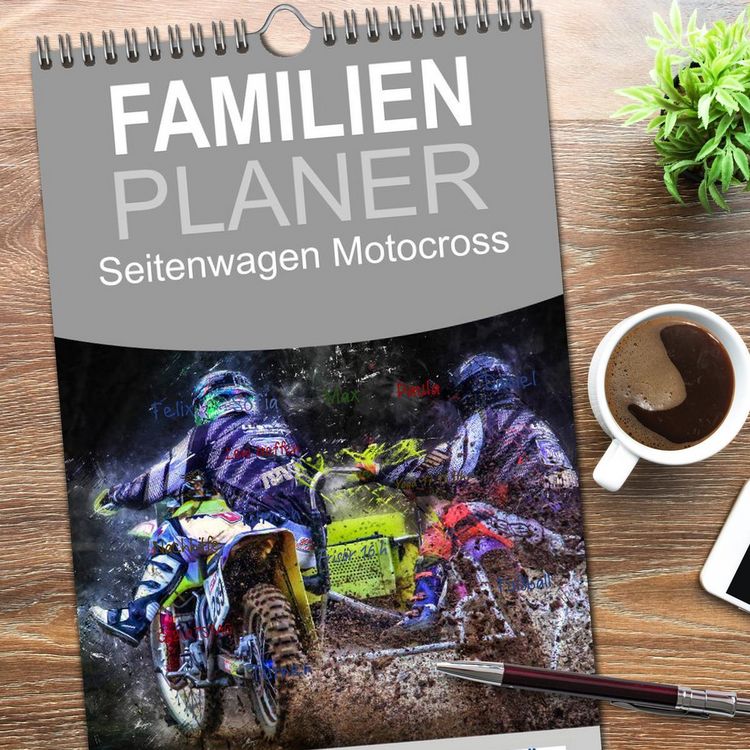 Produktbild: Familienplaner 2026 - Seitenwagen Motocross mit 5 Spalten (Wandkalender, 21 x 45 cm) CALVENDO
