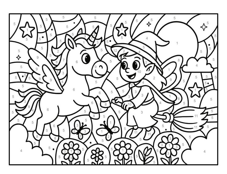 Produktbild: Malen nach Zahlen Einhorn Malbuch f&uuml;r Kinder ab 5&ndash;7 Jahren