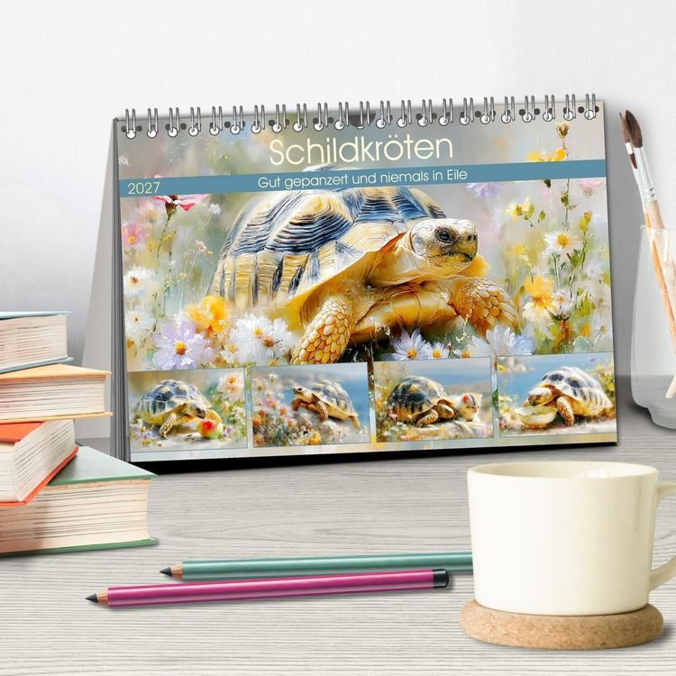 Produktbild: Schildkr&ouml;ten. Gut gepanzert und niemals in Eile (Tischkalender 2027 DIN A5 quer), CALVENDO Monatskalender