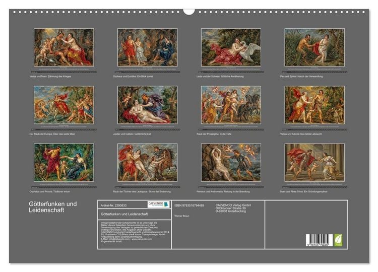 Produktbild: G&ouml;tterfunken und Leidenschaft (Wandkalender 2027 DIN A2 quer), CALVENDO Monatskalender