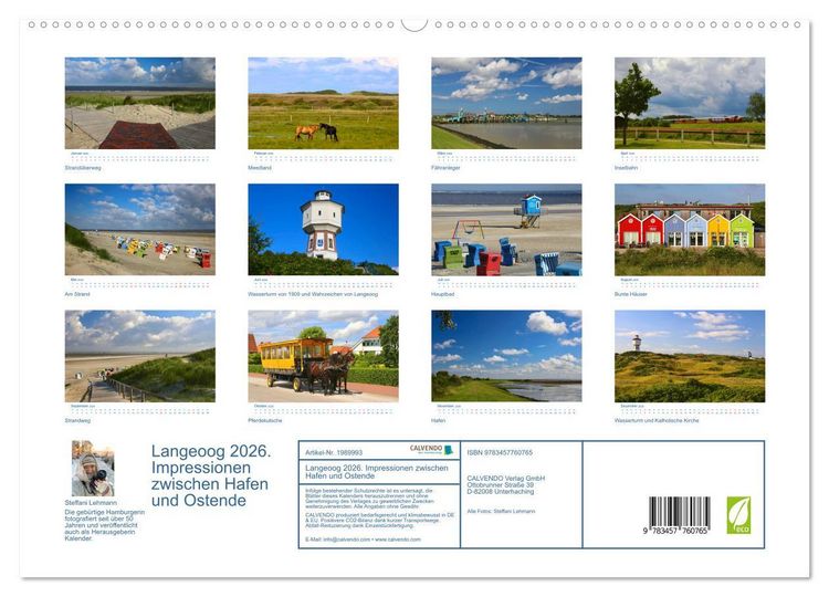 Produktbild: Langeoog 2026. Impressionen zwischen Hafen und Ostende (hochwertiger Premium Wandkalender 2026 DIN A2 quer), Kunstdruck in Hochglanz