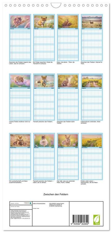 Produktbild: Familienplaner 2027 - Zwischen den Feldern mit 5 Spalten (Wandkalender, 21 x 45 cm) CALVENDO