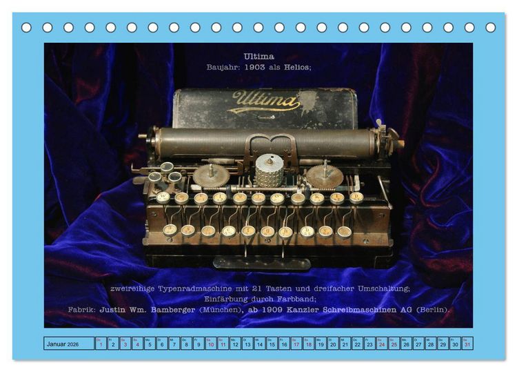 Produktbild: Schreibmaschinen um 1900 (Tischkalender 2026 DIN A5 quer), CALVENDO Monatskalender