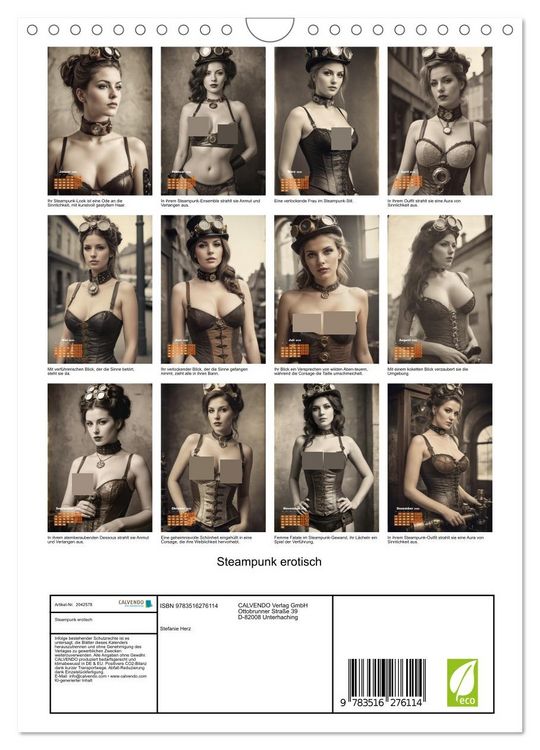 Produktbild: Steampunk erotisch (Wandkalender 2026 DIN A4 hoch), CALVENDO Monatskalender
