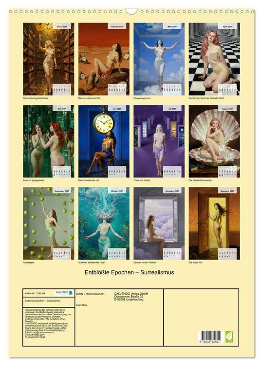 Produktbild: Entbl&ouml;&szlig;te Epochen &ndash; Surrealismus (Wandkalender 2027 DIN A2 hoch), CALVENDO Monatskalender