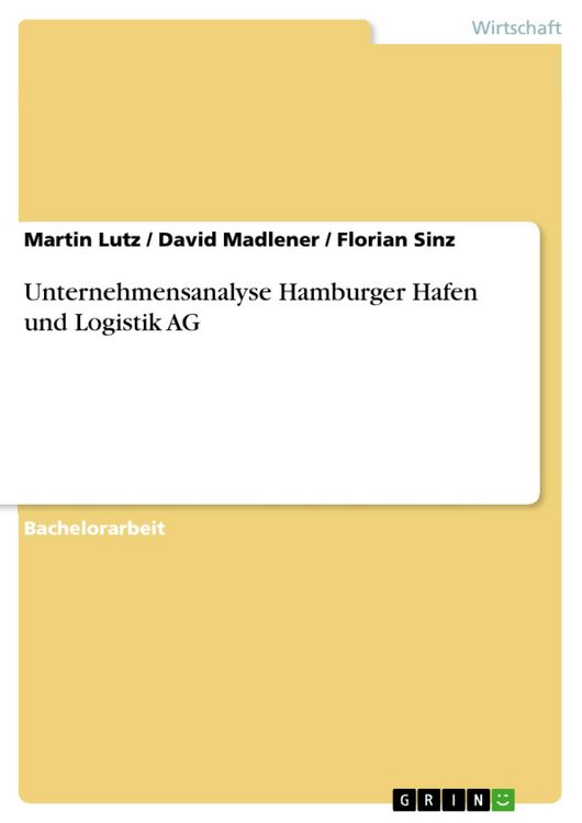 Produktbild: Unternehmensanalyse Hamburger Hafen und Logistik AG