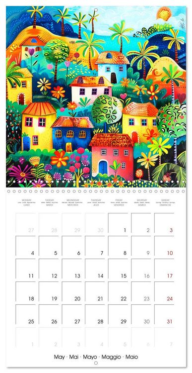 Produktbild: Voyage color&eacute; na&iuml;f (Calendrier mural carr&eacute; 2026 30x30 cm) Calendrier double avec une page pour vos prises de notes