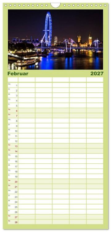 Produktbild: Familienplaner 2027 - Wundervolles London mit 5 Spalten (Wandkalender, 21 x 45 cm) CALVENDO