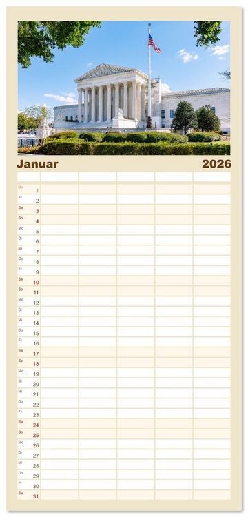 Produktbild: Familienplaner 2026 - Washington, D.C., Hauptstadtzauber der USA mit 5 Spalten (Wandkalender, 21 x 45 cm) CALVENDO