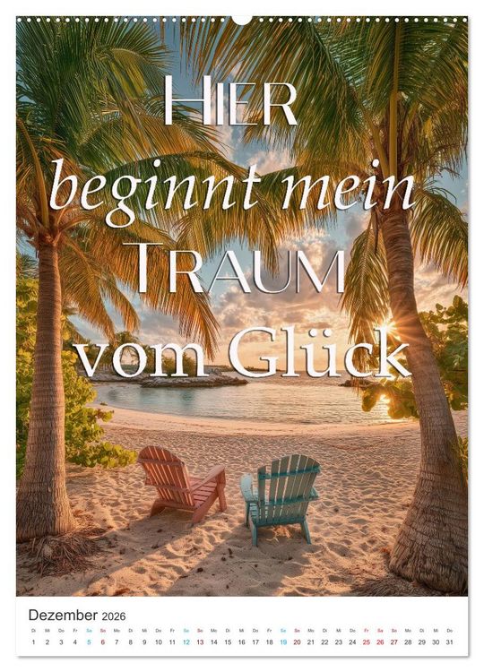Produktbild: Tr&auml;umen unter Palmen (hochwertiger Premium Wandkalender 2026 DIN A2 hoch), Kunstdruck in Hochglanz