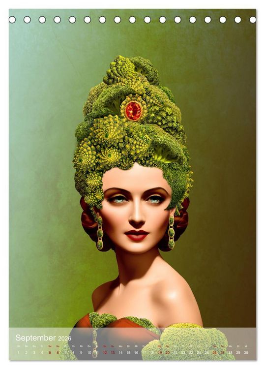 Produktbild: Zum Anbeissen - surreale Frauenportraits mit Obst und Gem&uuml;se (Tischkalender 2026 DIN A5 hoch), CALVENDO Monatskalender