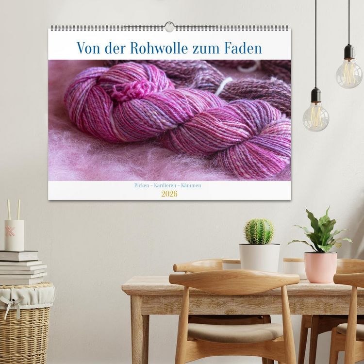 Produktbild: Von der Rohwolle zum Faden (Wandkalender 2026 DIN A2 quer), CALVENDO Monatskalender