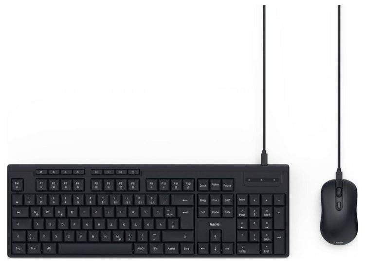Produktbild: Hama CKM-200 Kabelgebunden Tastatur, Maus-Set Deutsch, QWERTZ Schwarz
