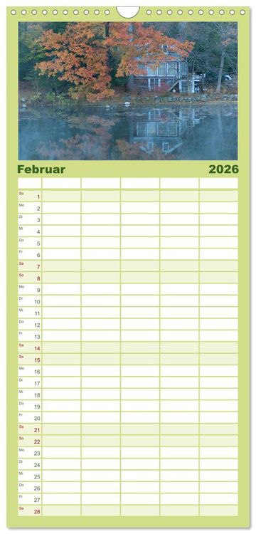 Produktbild: Familienplaner 2026 - Neu England, Indian Summer mit 5 Spalten (Wandkalender, 21 x 45 cm) CALVENDO