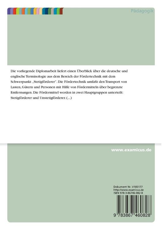 Produktbild: F&ouml;rdertechnik - Stetigf&ouml;rderer - Eine systematische terminologische Untersuchung in Deutsch und Englisch