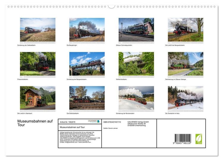 Produktbild: Museumsbahnen auf Tour (hochwertiger Premium Wandkalender 2026 DIN A2 quer), Kunstdruck in Hochglanz