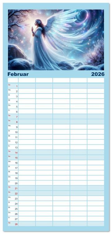 Produktbild: Familienplaner 2026 - Engel und Wasser - Ein Band der Anmut mit 5 Spalten (Wandkalender, 21 x 45 cm) CALVENDO