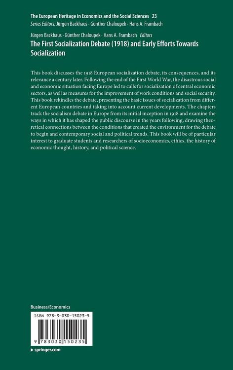 Produktbild: The First Socialization Debate (1918) and Early Efforts Towards Socialization