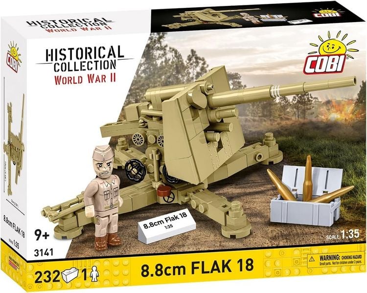 Produktbild: COBI Historical Collection 3141 - 8.8 cm Flak 18, WWII, Bausatz 1:35, 232/1 Klemmbausteine