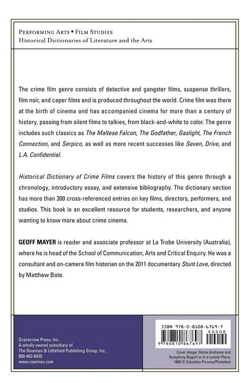 Produktbild: Historical Dictionary of Crime Films