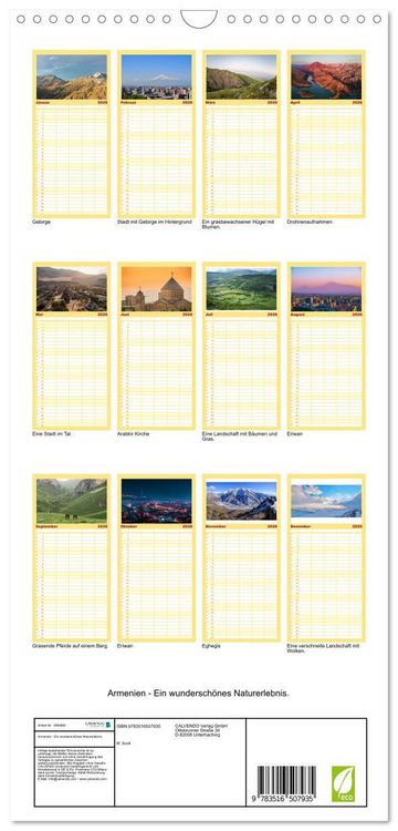 Produktbild: Familienplaner 2026 - Armenien - Ein wundersch&ouml;nes Naturerlebnis. mit 5 Spalten (Wandkalender, 21 x 45 cm) CALVENDO