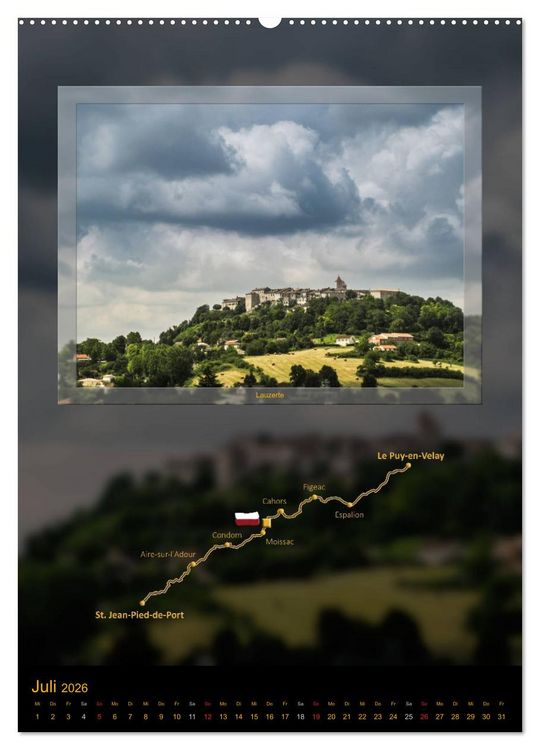 Produktbild: Jakobsweg Via Podiensis (Wandkalender 2026 DIN A2 hoch), CALVENDO Monatskalender