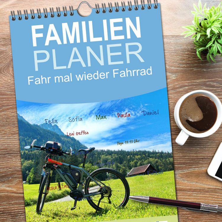 Produktbild: Familienplaner 2026 - Fahr mal wieder Fahrrad mit 5 Spalten (Wandkalender, 21 x 45 cm) CALVENDO