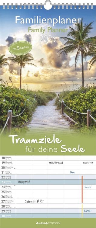 Bild vom Artikel Traumziele 2026 Familienplaner - Familienkalender - Wandkalender - 19,5x45 vom Autor Alpha Edition