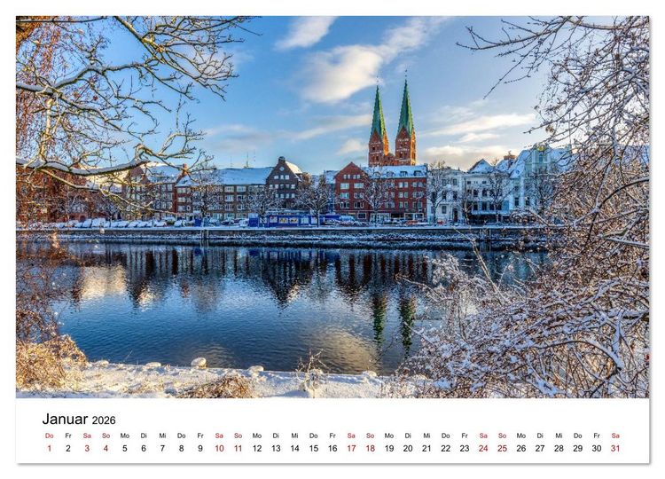 Produktbild: L&uuml;beck &ndash; Im Licht der Zeit (Wandkalender 2026 DIN A2 quer), CALVENDO Monatskalender