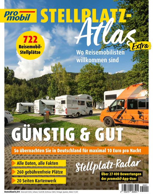 Produktbild: promobil Stellplatz-Atlas 01/2025
