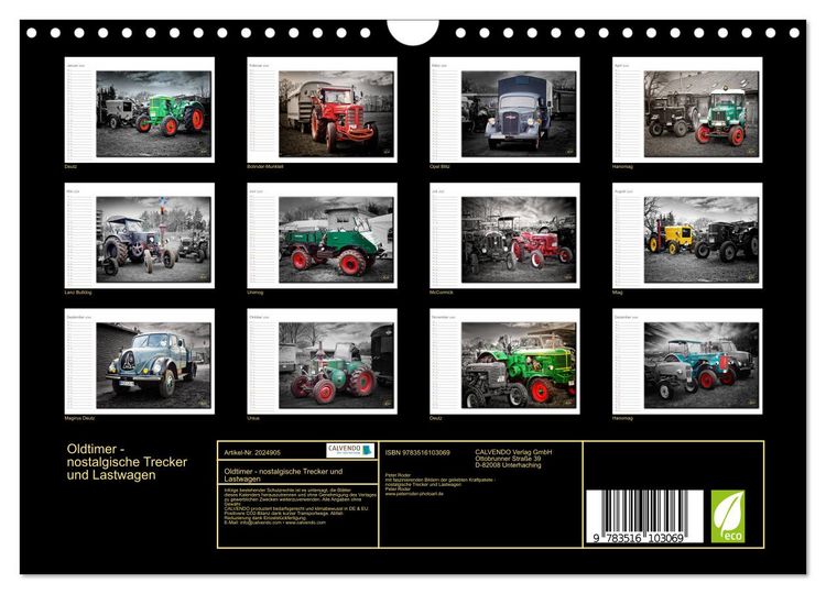 Produktbild: Oldtimer - nostalgische Trecker und Lastwagen (Wandkalender 2026 DIN A4 quer), CALVENDO Monatskalender