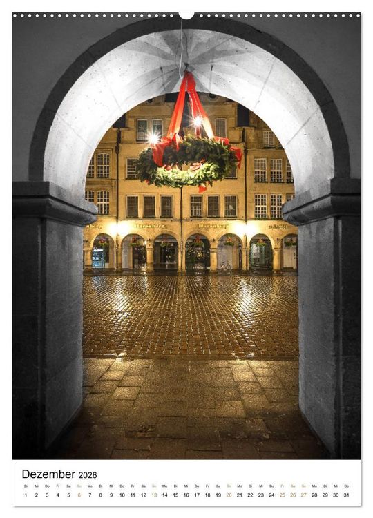 Produktbild: M&uuml;nster - erstrahlt bei Nacht (Wandkalender 2026 DIN A2 hoch), CALVENDO Monatskalender
