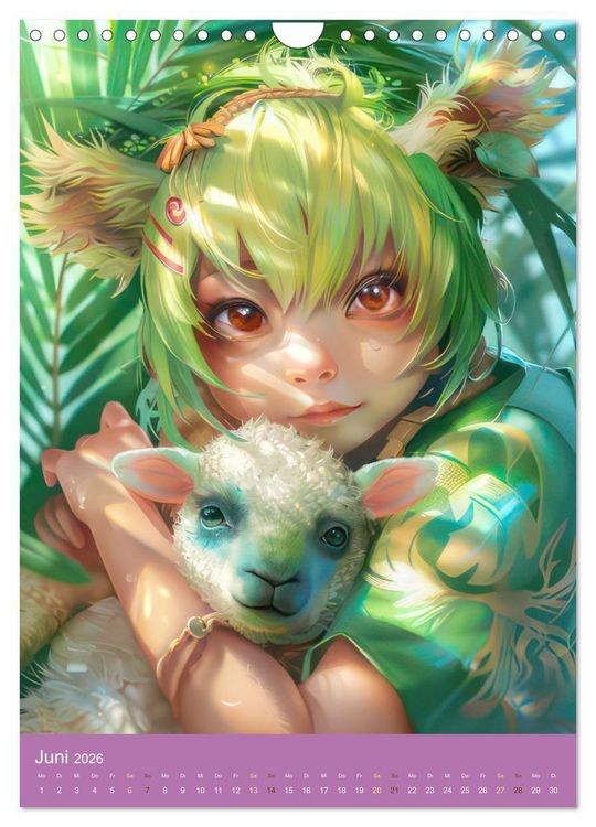 Produktbild: Manga Kinder - Unersch&uuml;tterliche Tierliebe (Wandkalender 2026 DIN A4 hoch), CALVENDO Monatskalender