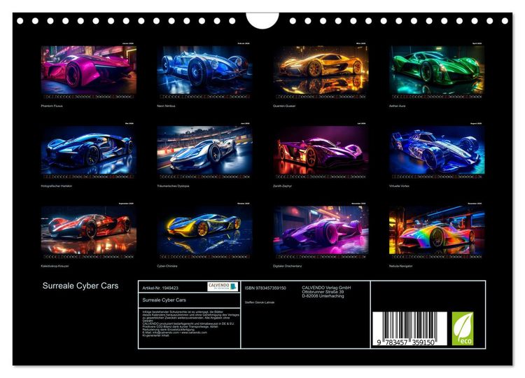 Produktbild: Surreale Cyber Cars (Wandkalender 2026 DIN A4 quer), CALVENDO Monatskalender